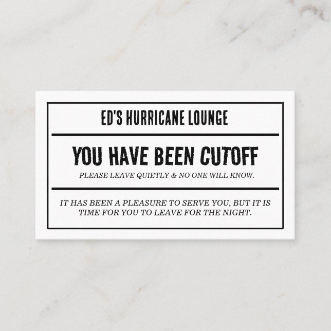 Bar Pub Cutoff Cards (Front)