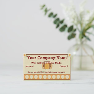 Bar, Restaurant Loyalty Punch Card Business Cards