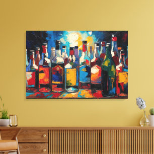 "Bar Shelf Bottle Collection" (Style 10) Canvas Print