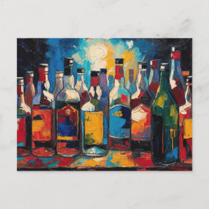 "Bar Shelf Bottle Collection" (Style 10) Holiday Postcard