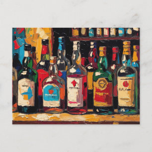 "Bar Shelf Bottle Collection" (Style 2) Holiday Postcard