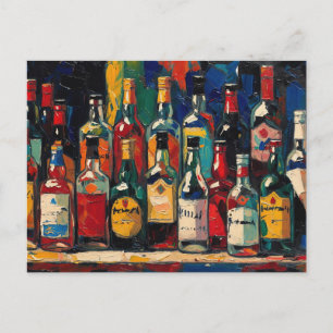 "Bar Shelf Bottle Collection" (Style 3) Holiday Postcard