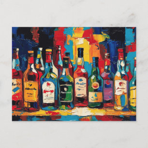"Bar Shelf Bottle Collection" (Style 4) Holiday Postcard