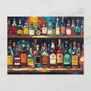 "Bar Shelf Bottle Collection" (Style 5) Holiday Postcard