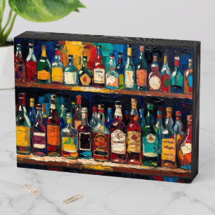 "Bar Shelf Bottle Collection" (Style 5) Wooden Box Sign