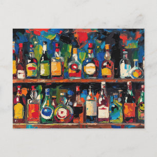 "Bar Shelf Bottle Collection" (Style 7) Holiday Postcard