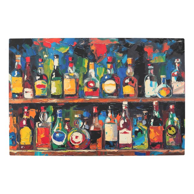 "Bar Shelf Bottle Collection" (Style 7) Metal Print (Front)