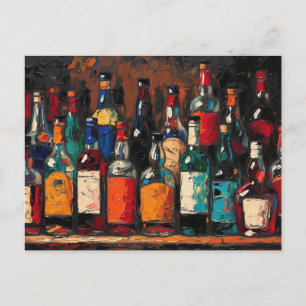 "Bar Shelf Bottle Collection" (Style 8) Holiday Postcard