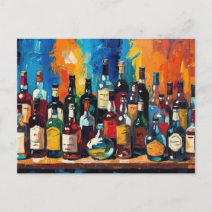 "Bar Shelf Bottle Collection" (Style 9) Holiday Postcard