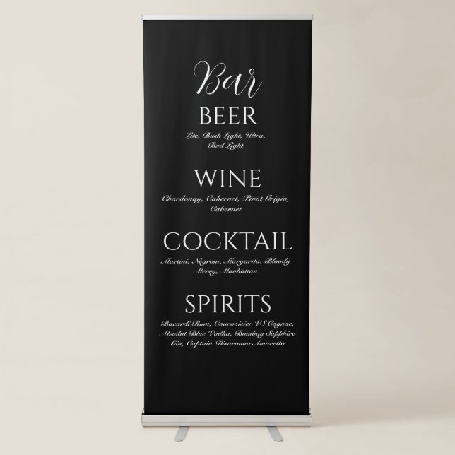 Bar sign banner drinks list (Front)