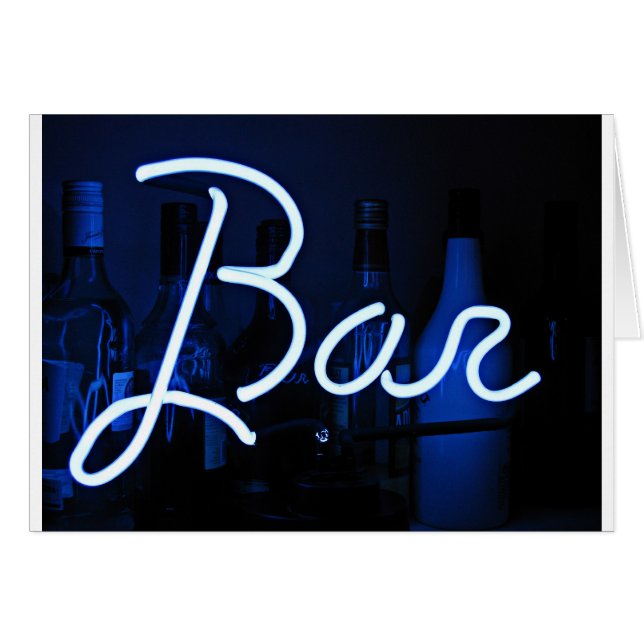 bar sign , blue neon light cards (Front Horizontal)
