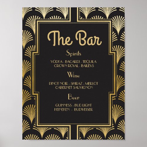 Bar Sign Wedding Reception 1920s Twenties Art Deco
