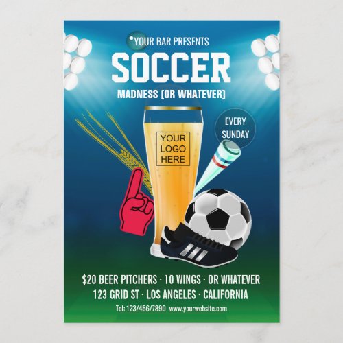 Bar Soccer Event Menu add logo