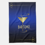 Bar Towel Blue And Gold Cocktail Glass at Zazzle