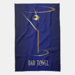 Bar Towel Blue And Gold Martini Glass at Zazzle