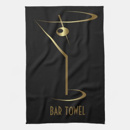 Bar Towel Gold Martini Glass