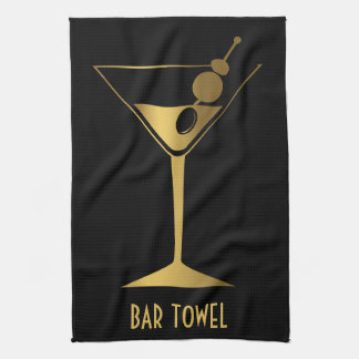 Bar Towel Gold Martini Glass