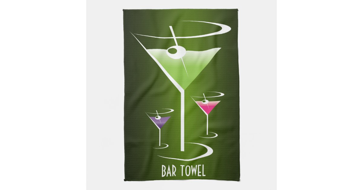 Bar Towel Green Cocktail Martini Glass Zazzle