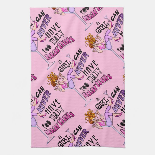 BAR TOWELS - TOO MANY MARTINIS (Vertical)