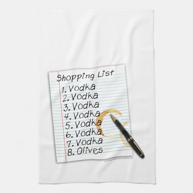 BAR TOWELS, VODKA SHOPPING LIST TOWEL (Vertical)