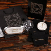 Bar Tray and Flask Set with Rocking Whiskey Glass (Front)