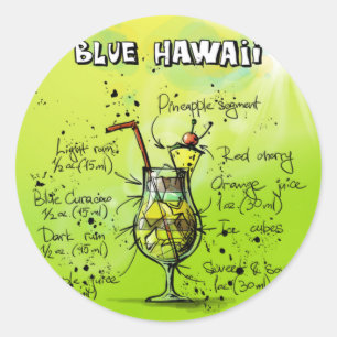 Bar Tropical Cocktail Recipe Classic Round Sticker