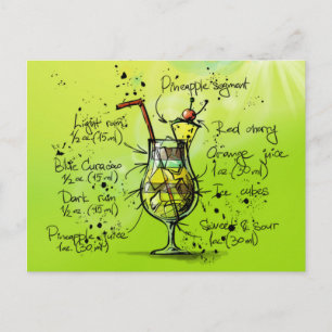 Bar Tropical Cocktail Recipe Postcard
