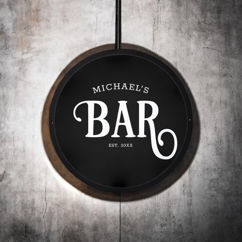 Bar Vintage Retro Black LED Sign