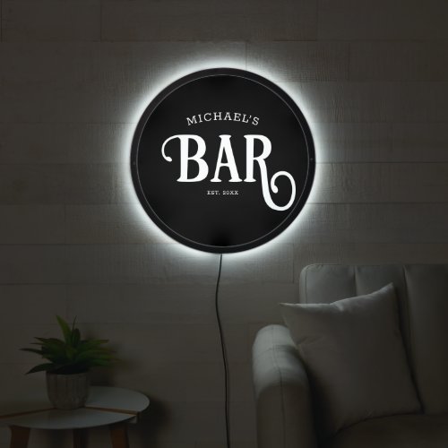 Bar Vintage Retro Black LED Sign