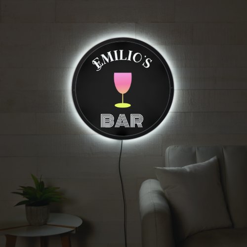 Bar Wine Logo Cocktail Business  LED Sign