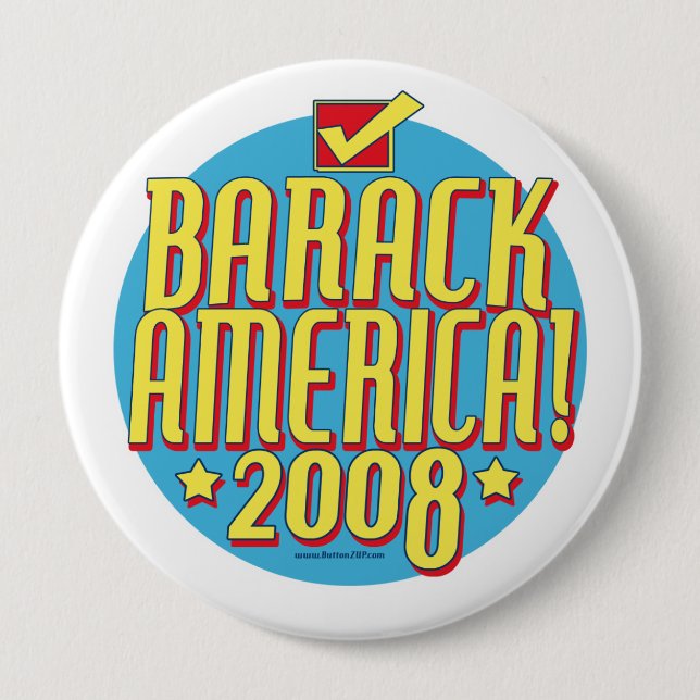 Barack America text Pinback Button (Front)
