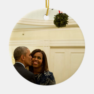 Barack and Michelle Mistletoe - Rd Ornament