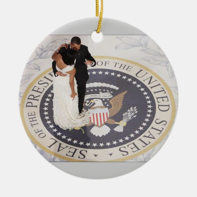 Barack and Michelle Obama Ceramic Ornament (Front)