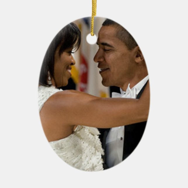 Barack and Michelle Obama Ceramic Ornament (Front)