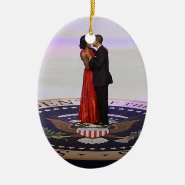 Barack and Michelle Obama Ceramic Ornament (Front)
