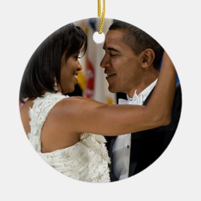 Barack and Michelle Obama Ceramic Ornament (Front)