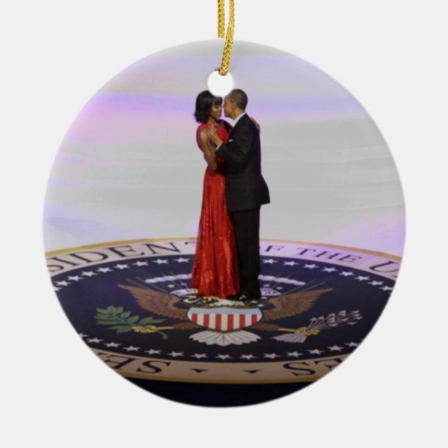 Barack and Michelle Obama Ceramic Ornament (Front)