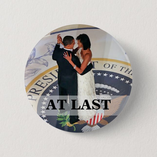 Barack and Michelle Obama dancing Inaugural Ball Pinback Button (Front)