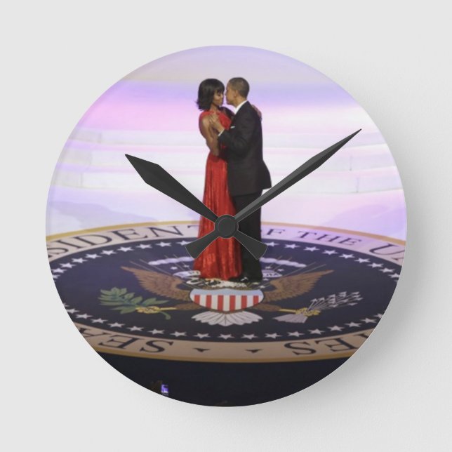 Barack and Michelle Obama Round Clock (Front)