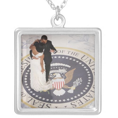 Barack and Michelle Obama Silver Plated Necklace