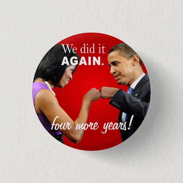 Barack and Michelle Obama victory fist bump Pinback Button (Front)