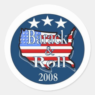 barack and roll classic round sticker