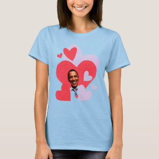 Barack collage women's red ringer t-shirt