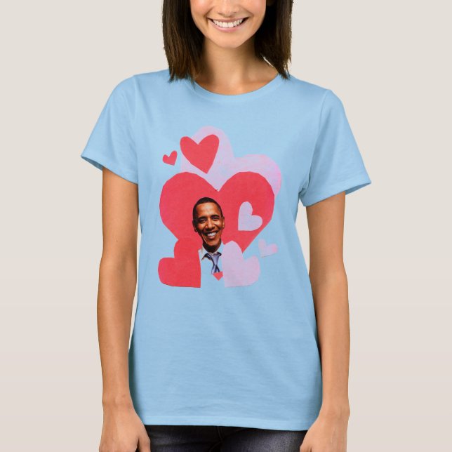 Barack collage women's red ringer t-shirt (Front)