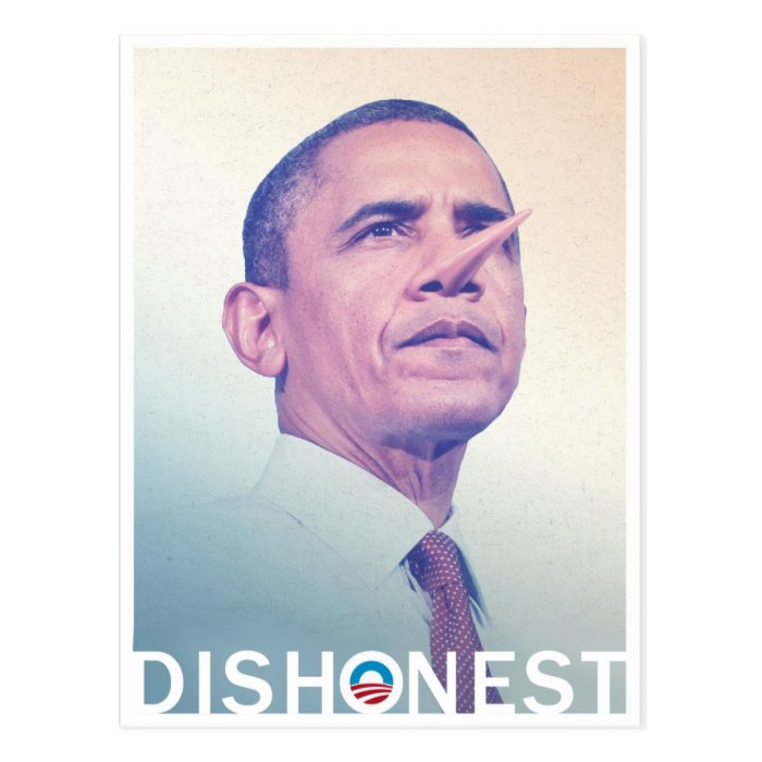 Barack Hussein Obama Dishonest Pinocchio Postcard