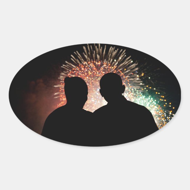 Barack & Michele Obama Oval Sticker (Front)