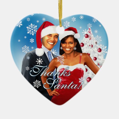 Barack  Michelle Obama Christmas Ornament