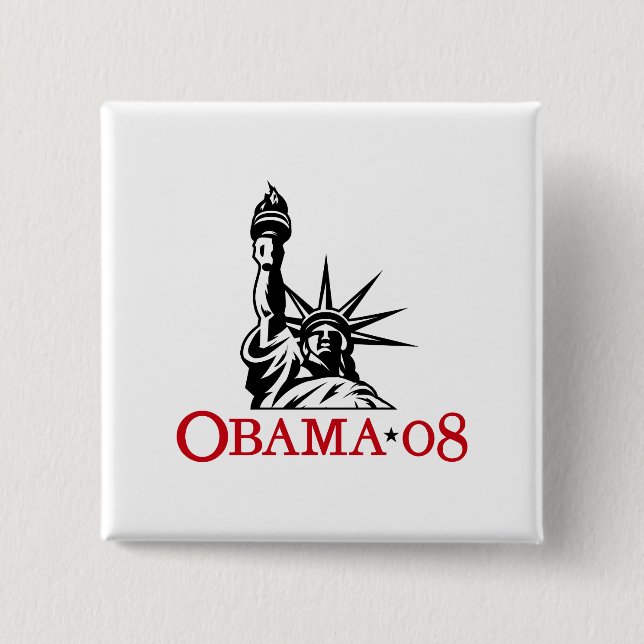 Barack Obama 2008 Statue of Liberty Button (Front)