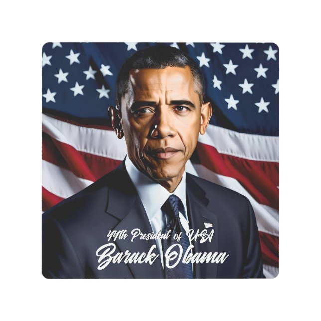  Barack Obama 44th President & USA Fflag Metal Print (Front)
