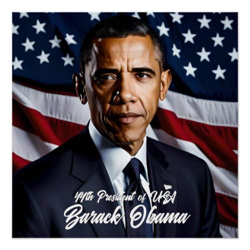  Barack Obama 44th President  USA Fflag Poster